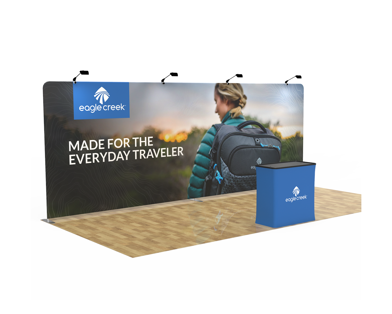 20ft Straight Display With Podium Case|Portable Trade Show Booth|Signleader